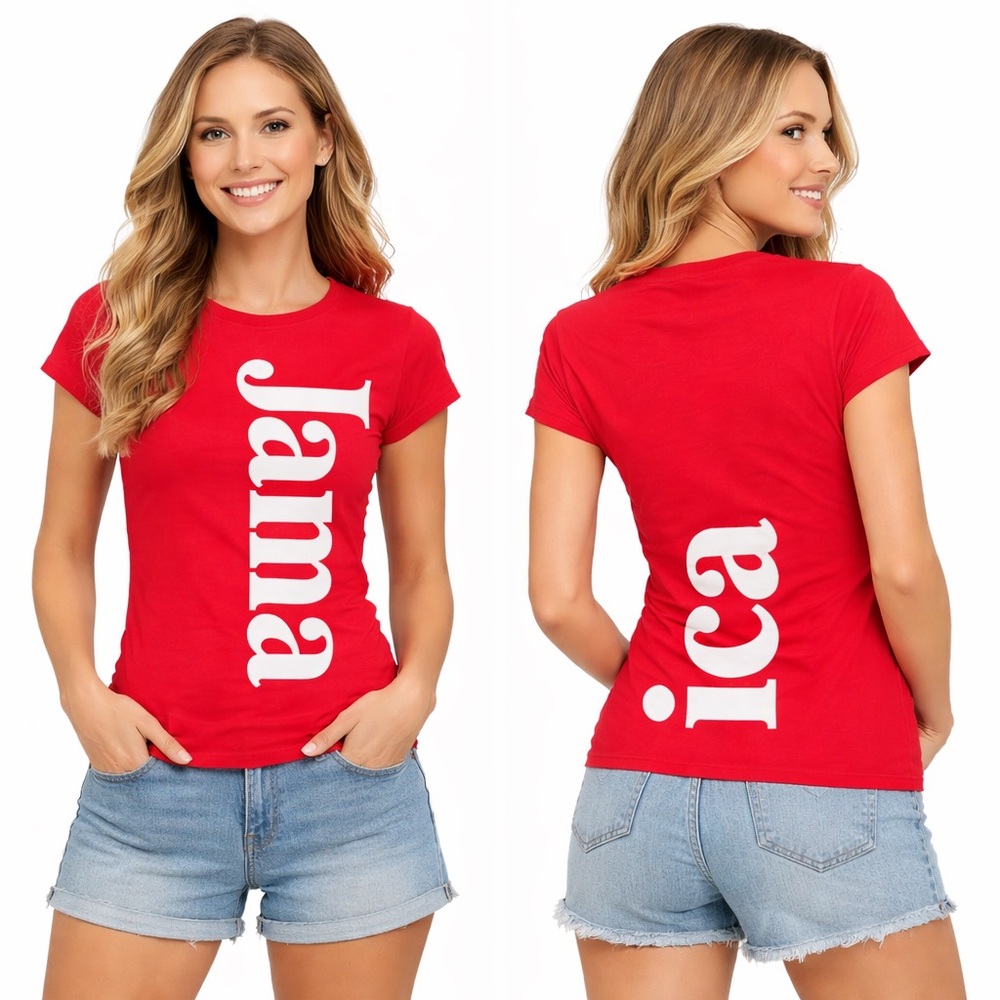 Red Jamaica Split Font Shirt
